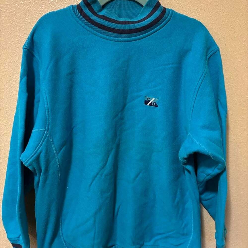 Cutter & Buck Vintage 90s Mock Neck Sweatshirt Teal Blue Large